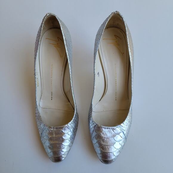 Giuseppe Zanotti Reptile Snakeskin Metallic Silver Heels Pumps 36 - Picture 3 of 8